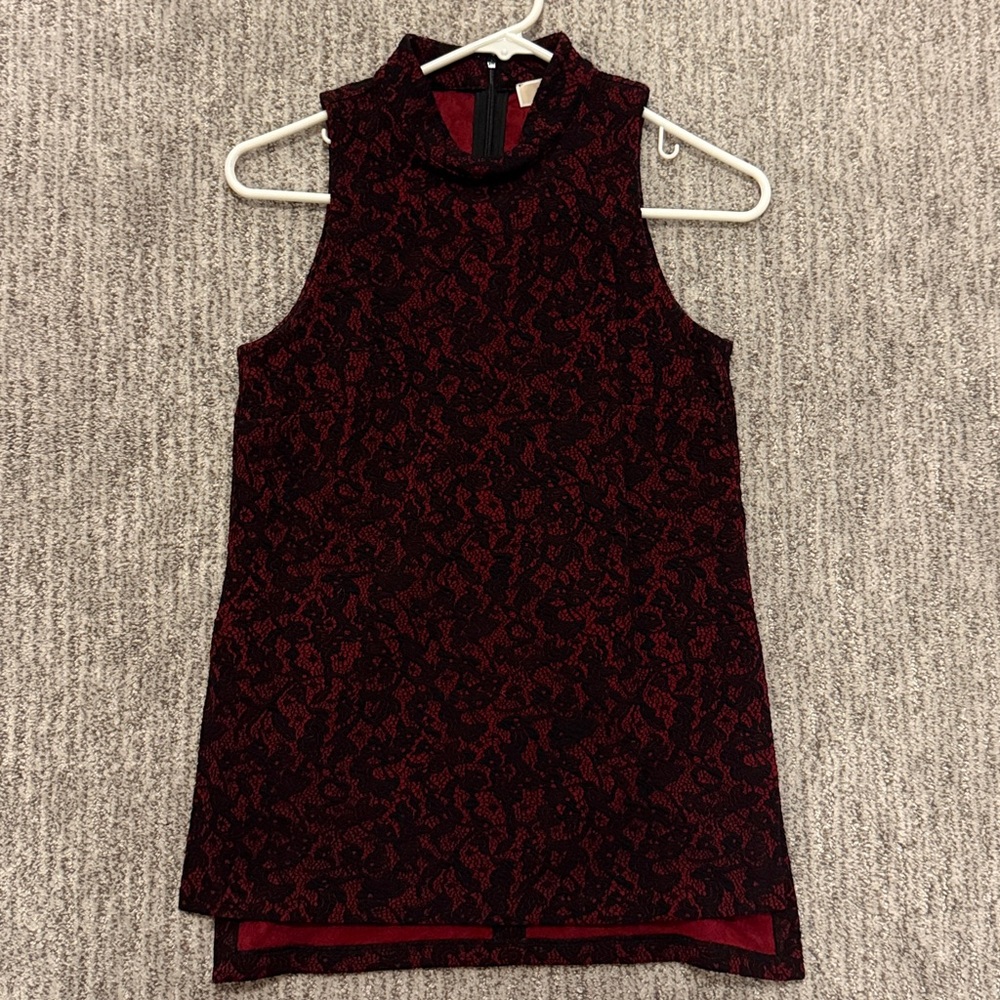 Michael Kors Red and Black Lace Top